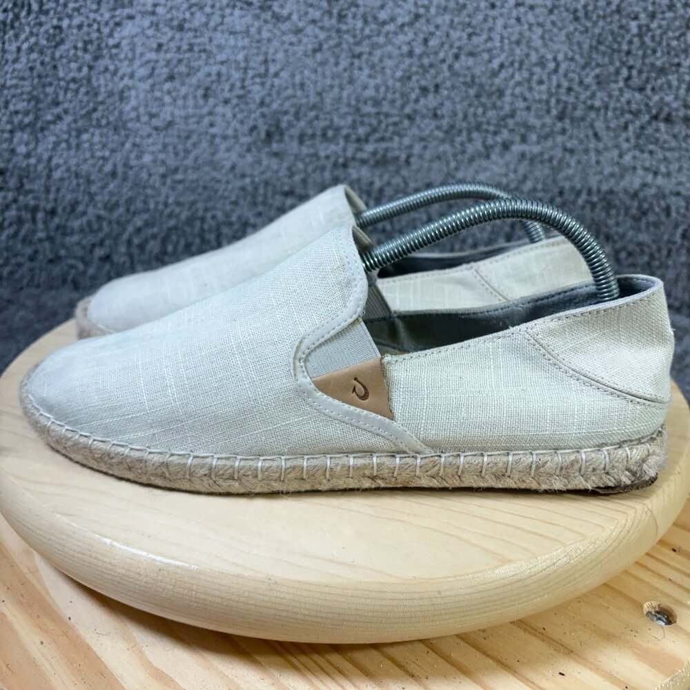 Olukai Laulua Pa'a kapa Shoes Womens Size 11 Beige Slip On Casual Comfort Flats